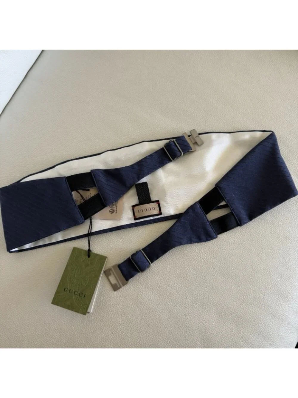 NEW GUCCI SILK CUMMERBUND Blue Sz M 100% Authentic Made In Italy